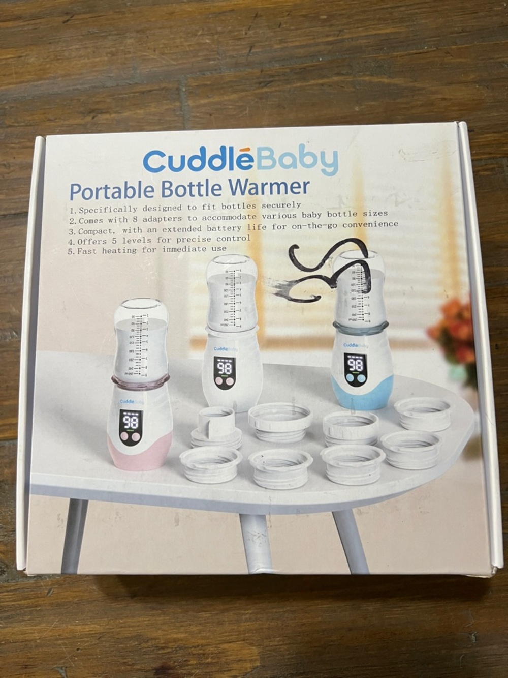 Portable Bottle Warmer - NIB White with Pink and Blue Accents